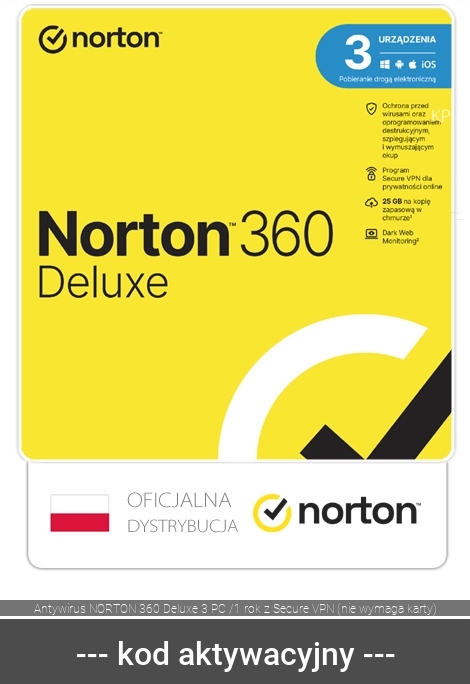 Symantec Antivirus Norton 360 Deluxe 2024 3 kroky / 12 mesiacov ESD